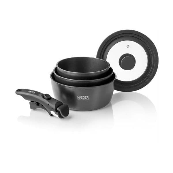 Haeger Caçarolas Easyfitpots Preto 16/18/20 cm 5 Peças