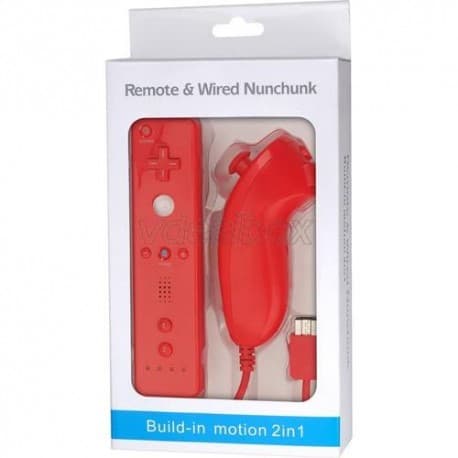 Comando Wii c/ Wii Motion Plus + Nunchuck Vermelho