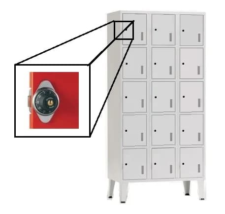 Cacifos Metálicos Triplo Cinza 15 Cacifos - 1900x900x500mm Combinação Roleta