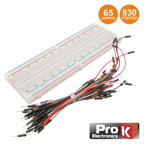 Prok Electronics Placa de Ensaio Multifunções com 830 Pontos 65 Jumpers - PKBB830J65