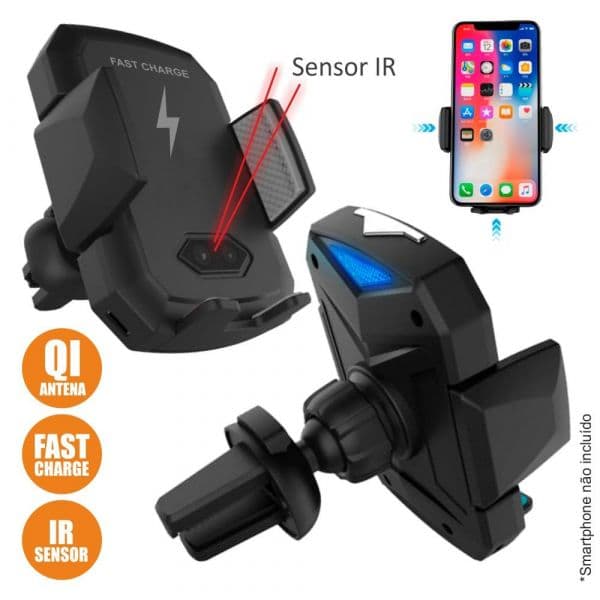Suporte Telemóvel com Carregador QI 10W - SUPSENS-QI01A