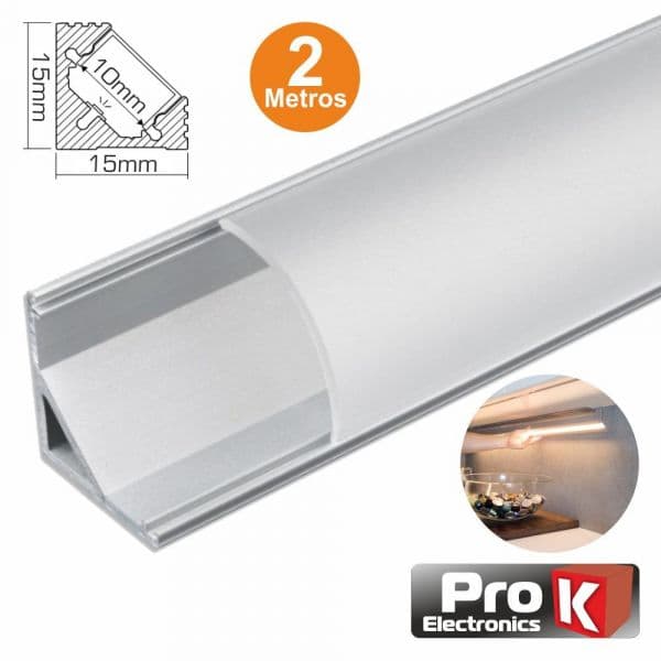 ProK Electronics Perfil de Alumínio P/ Fita Leds 2M de Canto - PAFL02LN