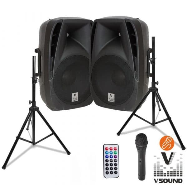 VSound Colunas Ativa + Passiva 12" 2x400W USB/BT/SD Micro - VSSG12A