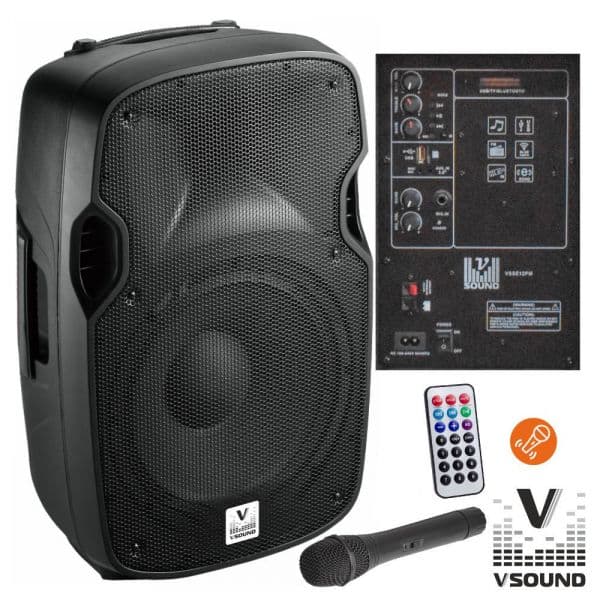 Vsound Coluna Amplificada 12" USB/BT/SD/BAT MIC S/Fios - VSSE12PM
