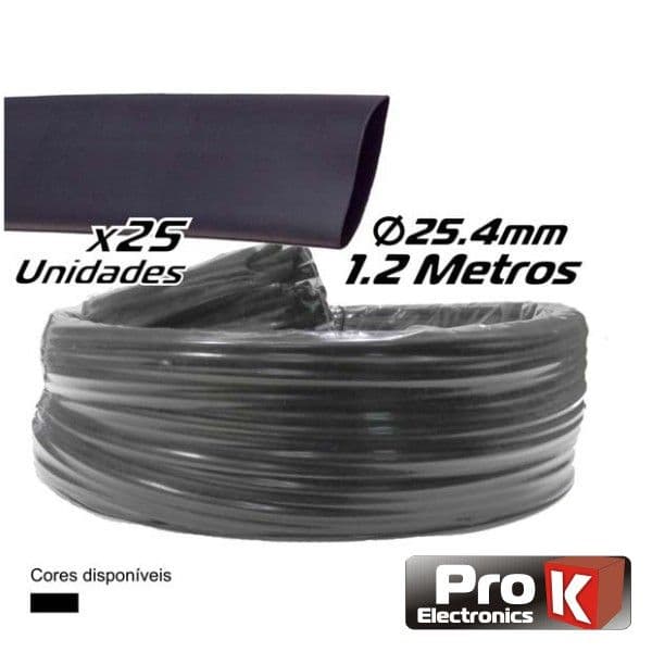 Prok Electronics Tubo Manga Termoretráctil 25.4MM 1.2M 25X Preto - PKMT254BK/25
