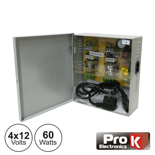 ProK Electronics Fonte de Alimentação Industrial 220VAC 4X12VDC 5A 60W