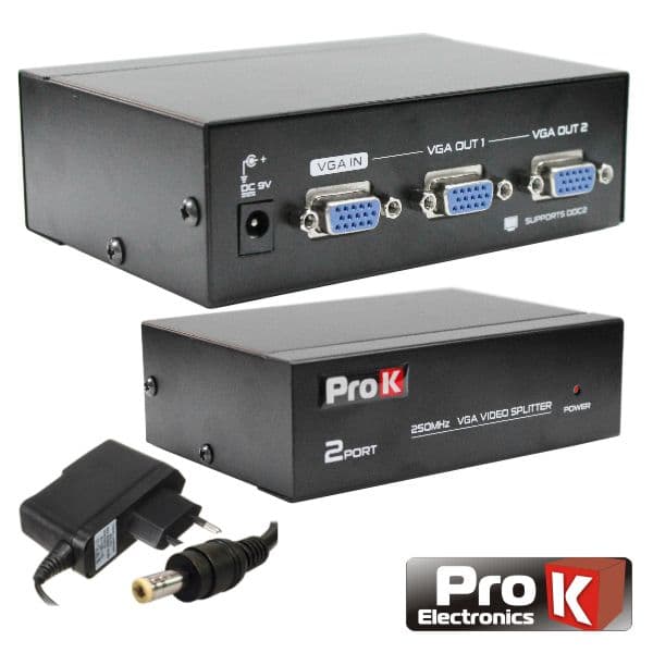 Prok Distribuidor Vga Amplificado 1 Entrada 2 Saídas - PK-VGA1E2S