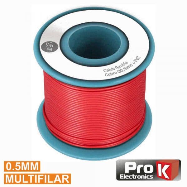 ProK Electronics Cabo Multifilar Vermelho 0.5mm Rolo 25m - PKCM0.5/25R