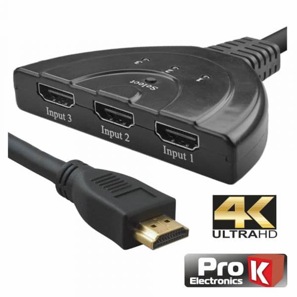 Prok Distribuidor Hdmi Amplificado 3 Entradas 1 Saída
