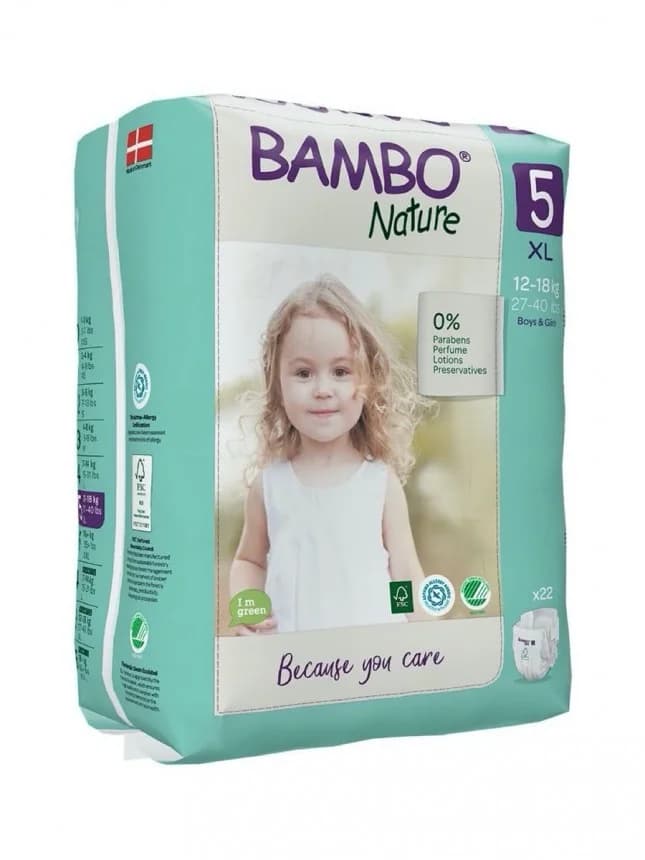 Bambo Nature Fraldas Tamanho 5 XL 12-18Kg 22 Un.