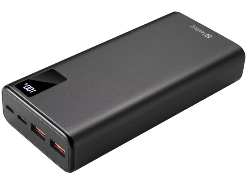 Powerbank Sandberg 20000mAh USB-C PD 20W | Carregamento Rápido USB-A e USB-C em Alumínio