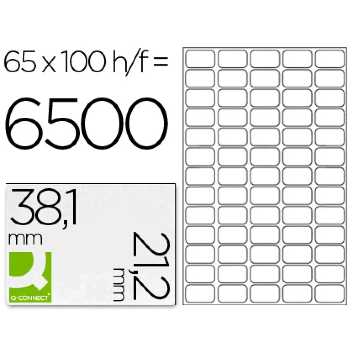 Q-Connect 100 Fls Etiquetas Adesivas 38,1x21,2mm - KF00573