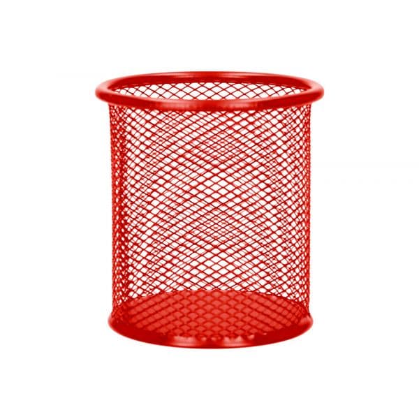 Q-Connect Porta Lápis Redondo Metálico Rede Vermelho KF00882