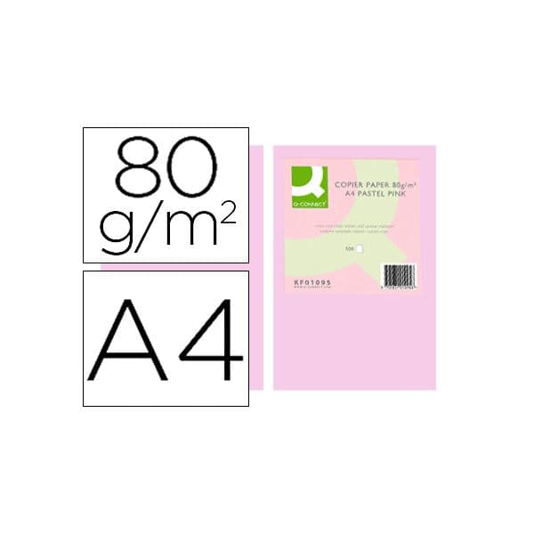 Q-Connect Resma 500 Fls Papel A4 80g Rosa - KF01095