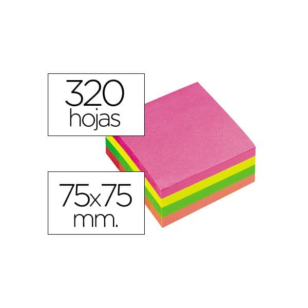 Q-Connect Bloco Notas Adesivas 75x75mm Neon Colours - KF01348