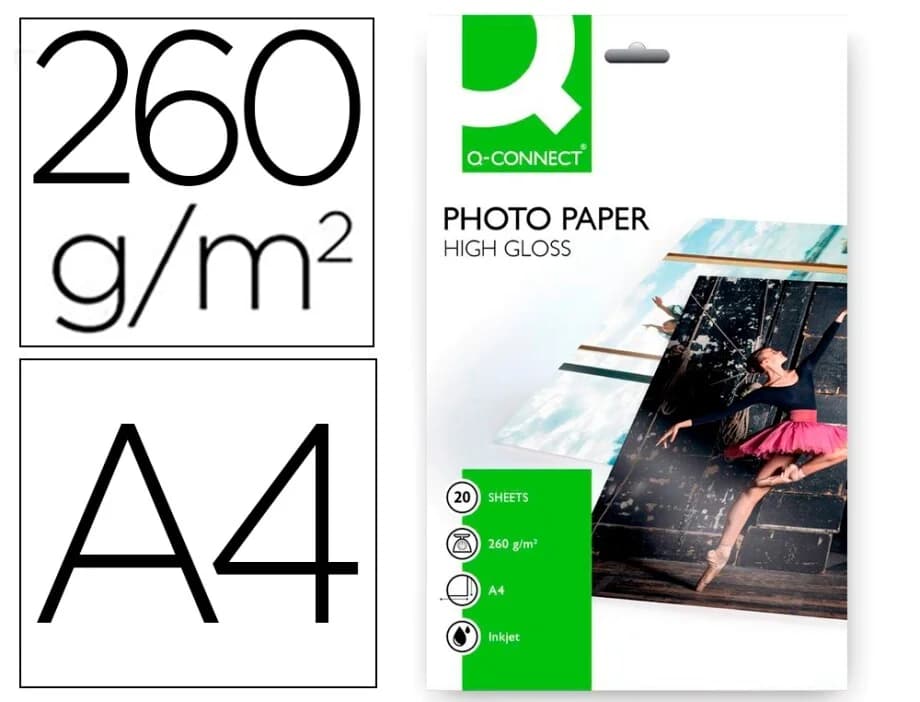 Q-Connect Papel Fotografia Glossy A4 20 Un.