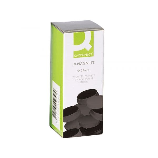 Q-Connect Íman de Sinalização para Quadro Magnético 2cm Preto, Pack de 10