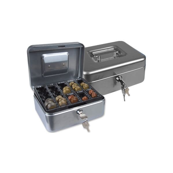 Q-Connect Cofre c/ Bandeja p/ Moedas 200x90x160mm Silver - KF03320