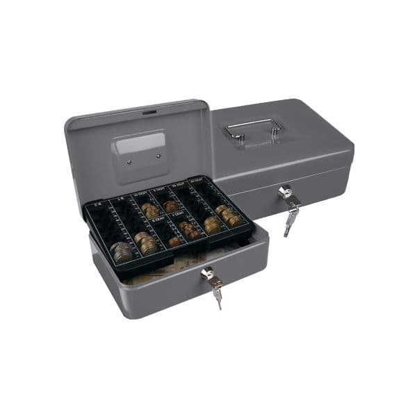 Q-Connect Cofre c/ Bandeja p/ Moedas 250x90x180mm Silver - KF03324