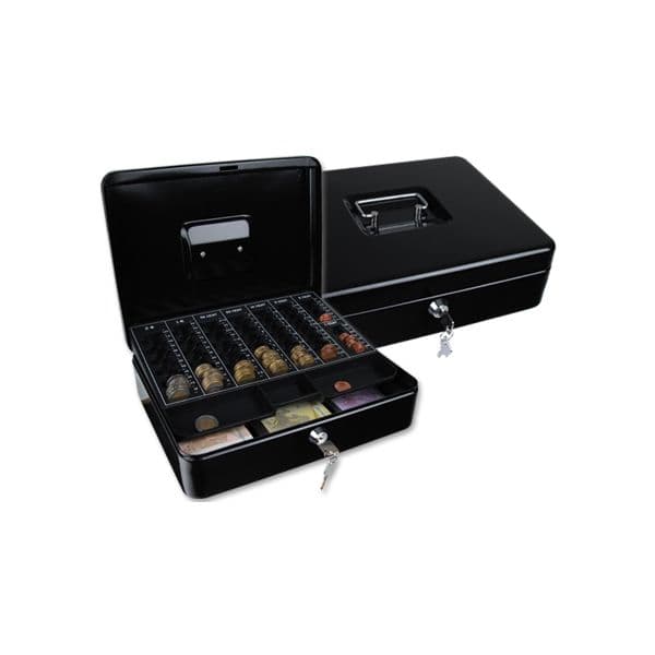 Q-Connect Cofre c/ Bandeja p/ Moedas 300x90x240mm Black - KF04279