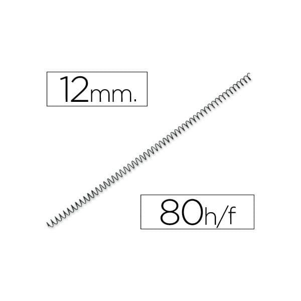 Q-Connect Espiral Metálica 56-4:1 Diâmetro 12mm Calibre 1mm 80 Fls - KF04416