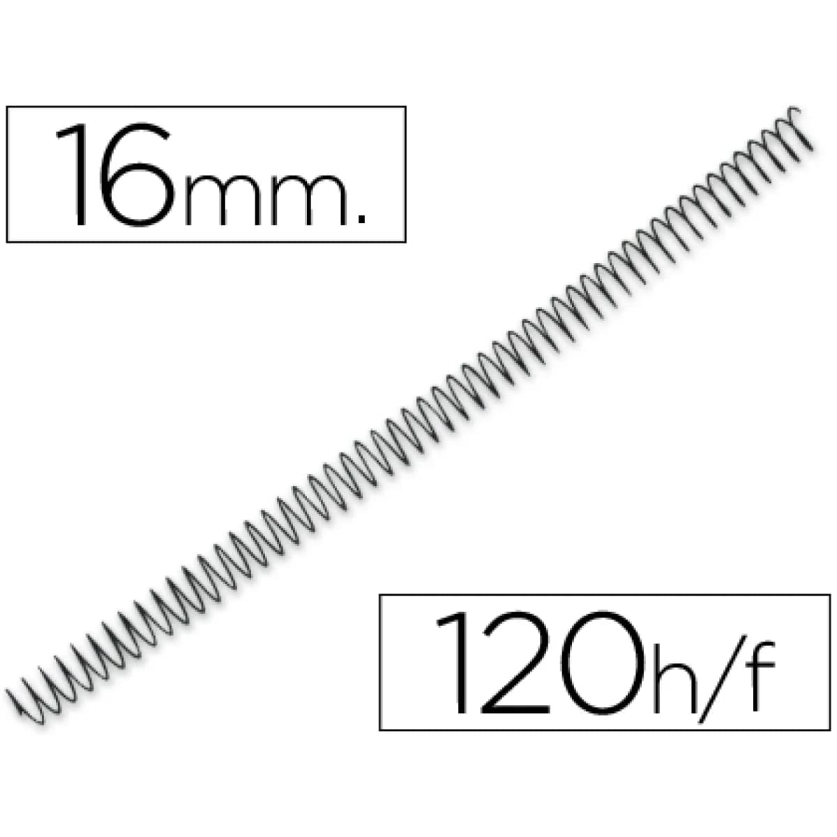 Espiral q-connect metalica 64 5:1 16mm 1,2mm caixa de 100 unidades