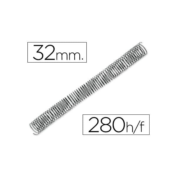 Q-Connect Espiral Metálica 64-5:1 Diâmetro 32mm Calibre 1.2mm 280 Fls - KF04440