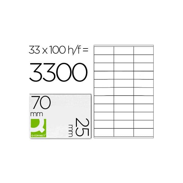 Q-Connect 100 Fls Etiquetas Adesivas 70x25mm - 25205