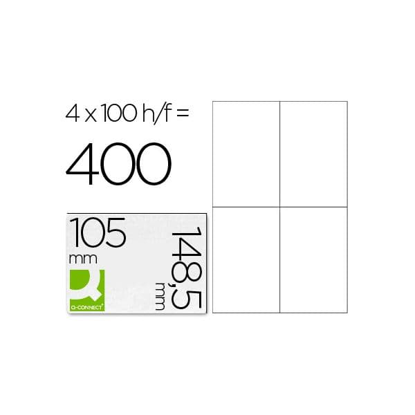 Q-Connect 100 Fls Etiquetas Adesivas A6 105x148,5mm - KF10660