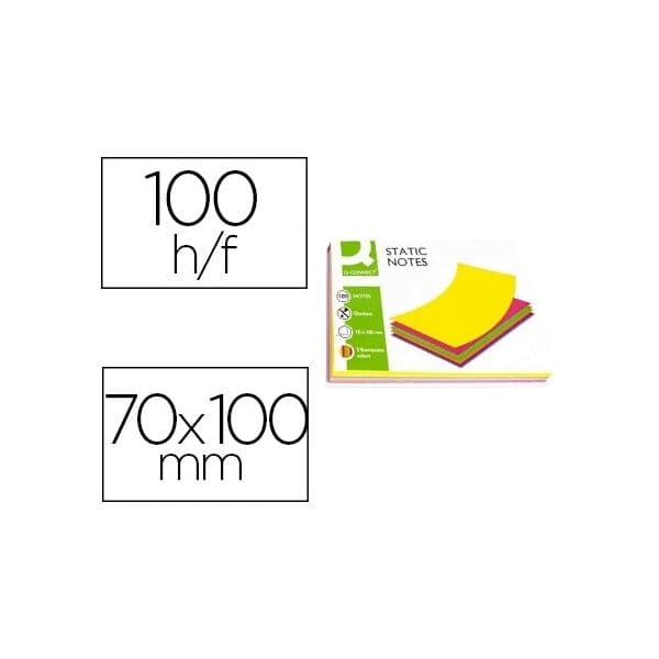 Bloco de Notas Magnéticas Q-Connect 70x100 mm 100 Folhas 5 Cores Fluorescentes