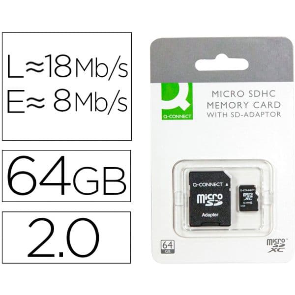 Q-Connect 64GB Micro SDHC Class 6 + Adaptador