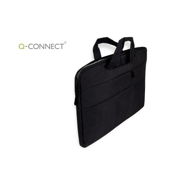 Q-connect Mala para Portatil 15,6" com Asas Retrateis Fecho 3 Estojos Exteriores Preta 390x280mm