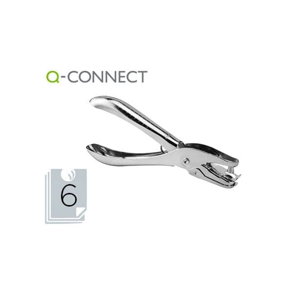 Q-connect Furador de Alavanca Metalico Cromado 1 Furo Abertura 6 mm Capacidadee 6 Folhas - OFF153423CE