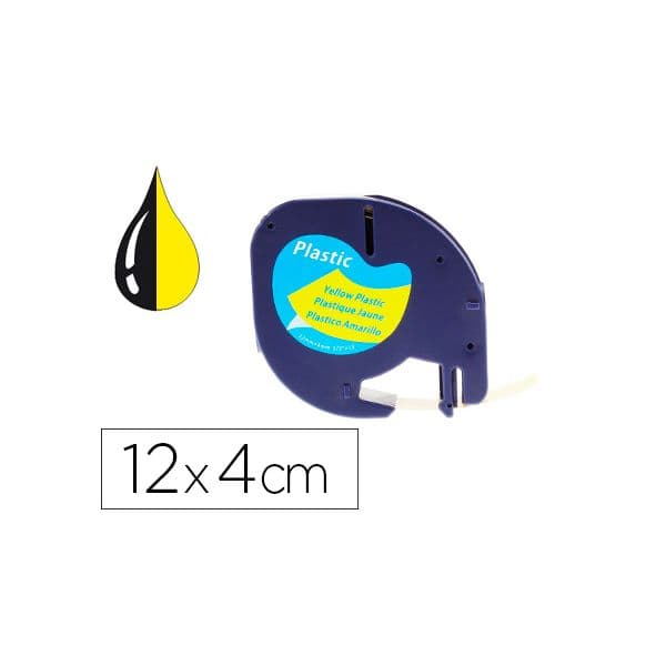 Fita 12mm X 4mt Preta-hiper Amarelo para Maquina Letratag Compativel