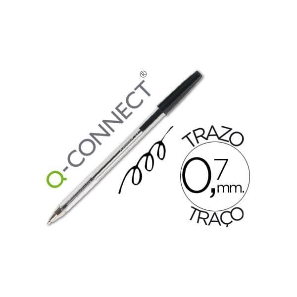 Q-Connect Esferográfica Cristal 0.7 Preta 50 Un.