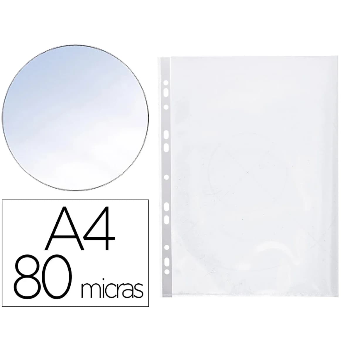 Q-Connect 25 un. Bolsas Catálogo DIN A4 Multiperfuradas Abertura Superior e Lateral 80mc - 77872