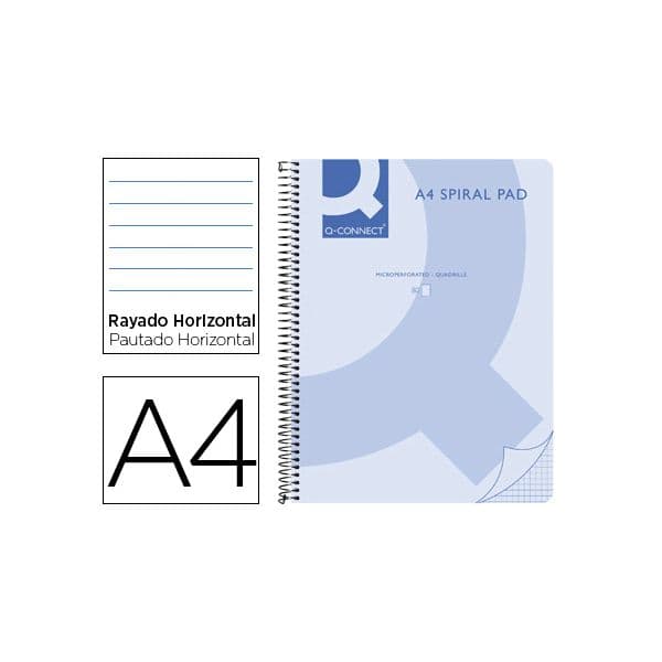 Q-connect Caderno Espiral Din-A4 80Fls 70 Gr. Pautado 8 mm. Ppleno.azul - OFF043464CE