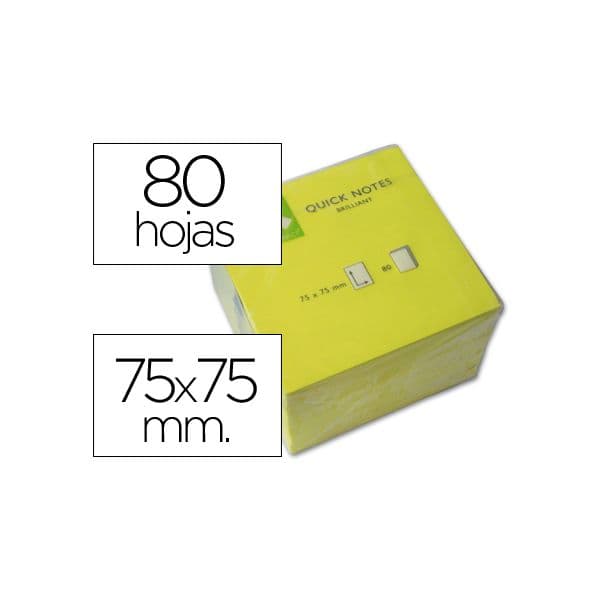 Q-Connect Bloco Notas Adesivas 75x75mm 80 Fls Neon Yellow - KF10514