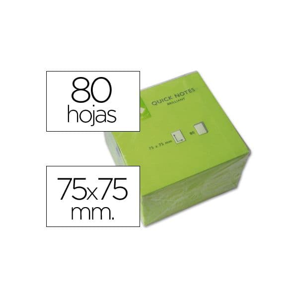 Q-Connect Bloco Notas Adesivas 75x75mm 80 Fls Neon Verde - KF10515