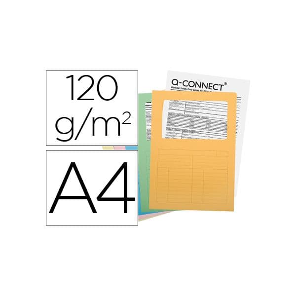 Q-Connect 25 un. Classificadores Cartolina A4 c/ Janela Sortido - KF15249
