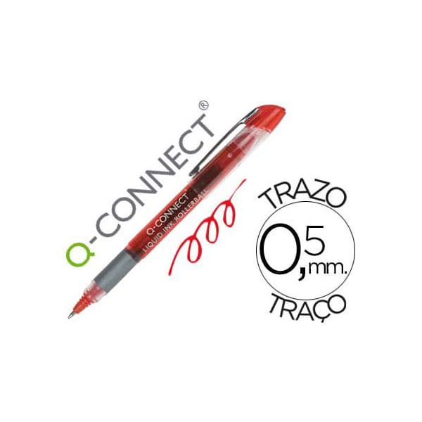Q-Connect 10 Un. Canetas Roller Ball 0.7mm Vermelho - KF50141