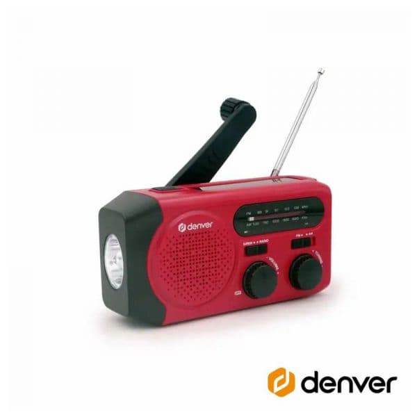 Denver Rádio Portátil AM/FM c/ Painel Solar/Dínamo/Lanterna