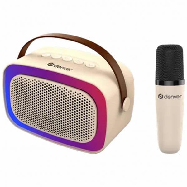 Denver BTM-610 Coluna Bluetooth 100W com Microfone Branco/Bege
