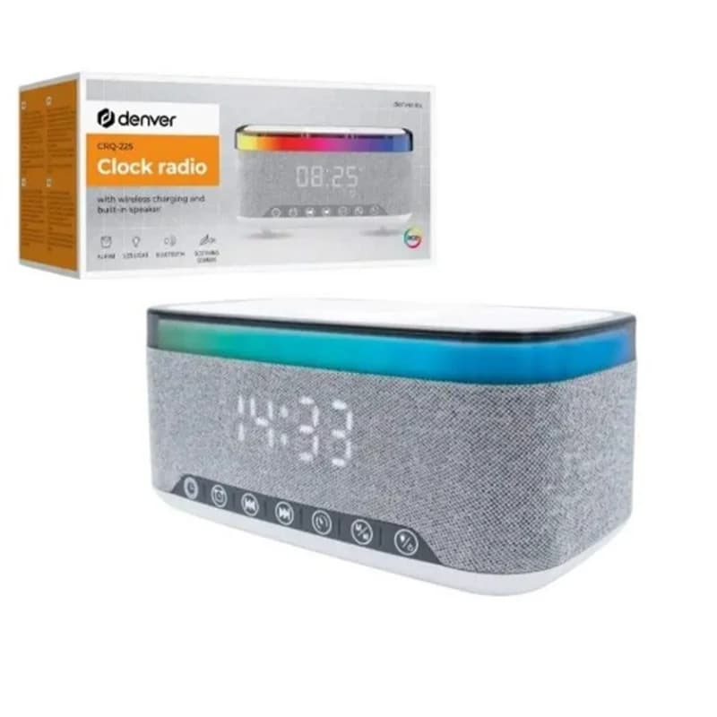Rádio Relogio com Carregador TLM Denver CRQ-225 White