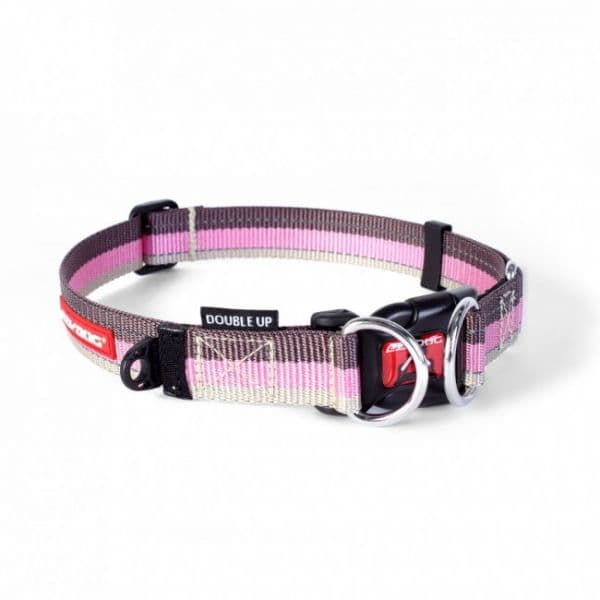 EzyDog Coleira Double Up Castanho/Rosa/Beje S