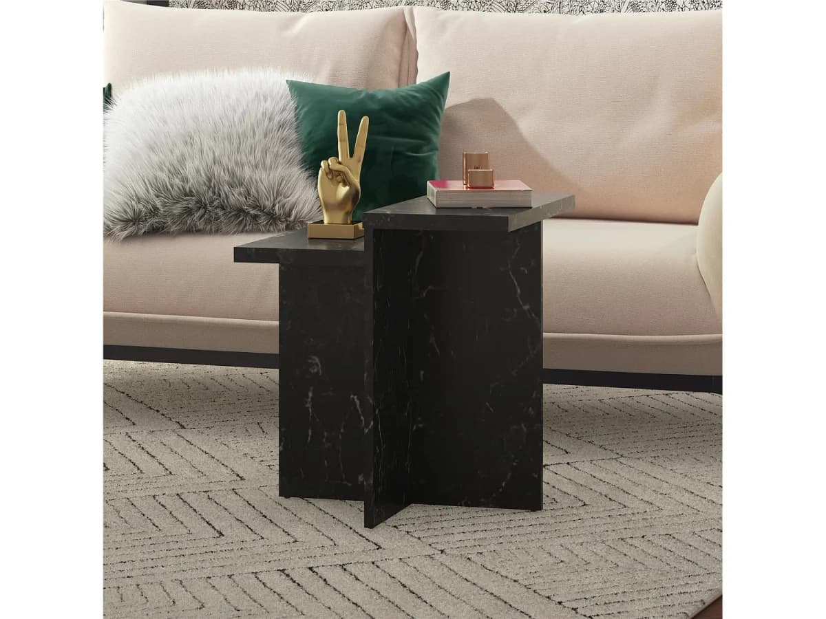 Brielle | Mesa de centro com aspeto de mármore Preto