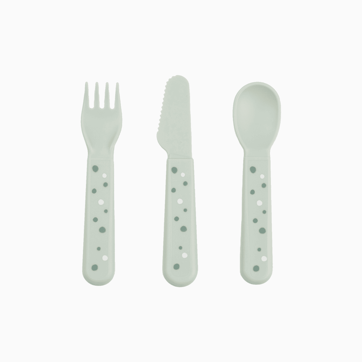 Done By Deer Conjunto Talheres Foodie Happy Dots Green