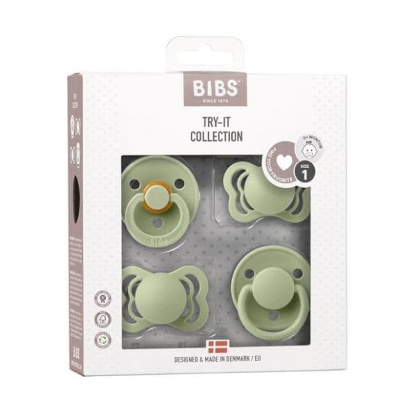 Bibs Conjunto 4 chupetas 0-6M Try-It Sage