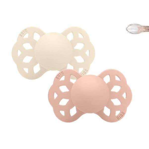 Bibs 2 Chupetas Silicone Infinity Symmetric 6-18M Ivory/blush