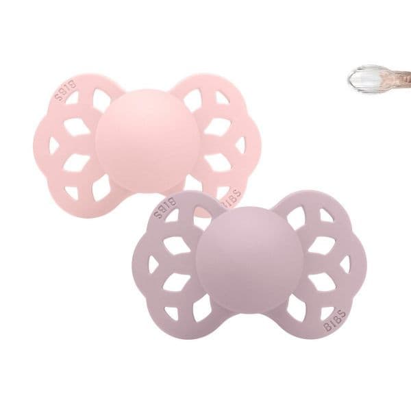 Bibs 2 Chupetas Silicone Infinity Symmetric 6-18M Blossom/dusky Lilac
